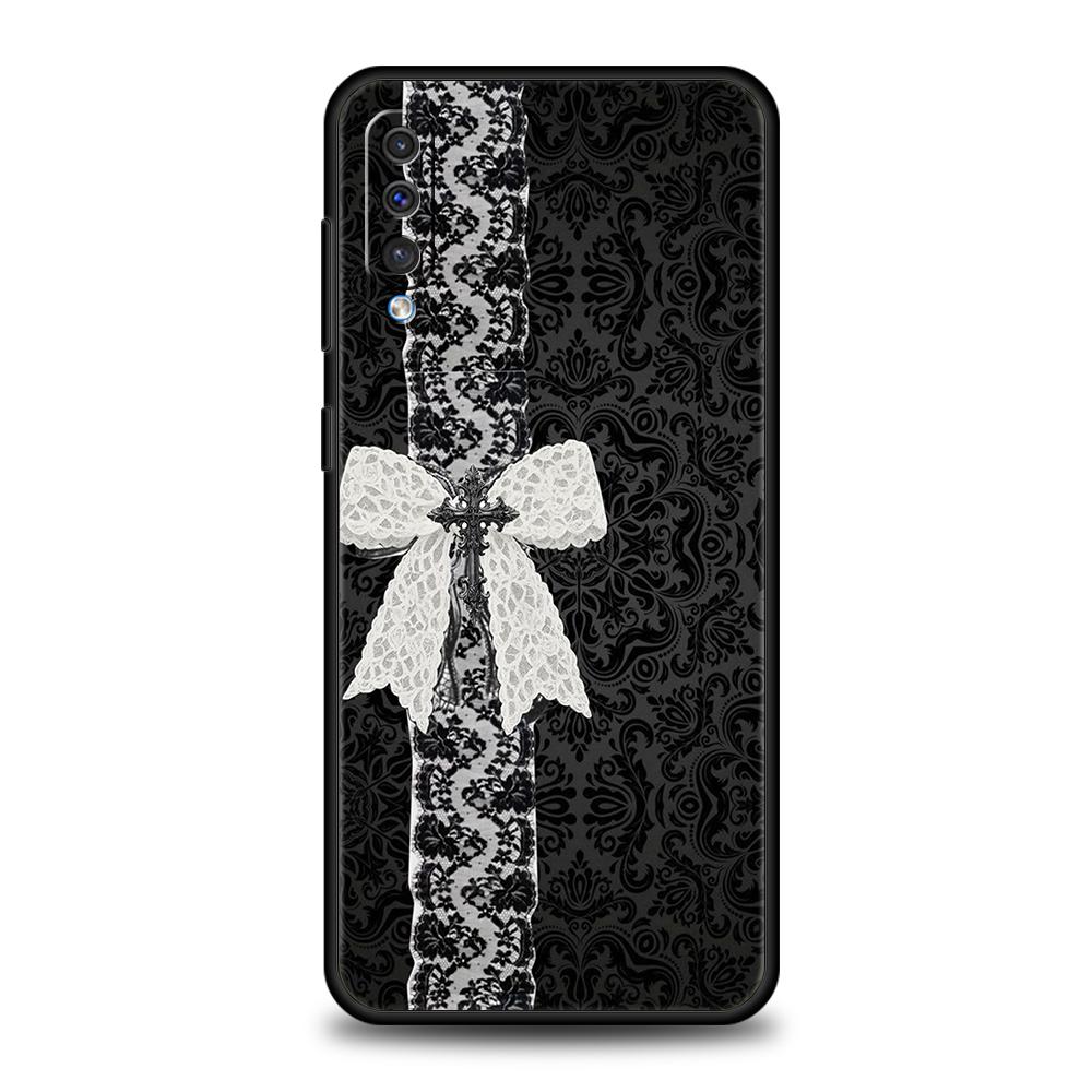 

Чехол для телефона Samsung Galaxy A56 A36 A26 A06 A16 A24 A36 A54 A14 A42 A22 A20 A12 A10 Мягкий ТПУ Черный Бант Искусственный Жемчуг Расписной Samsung A40