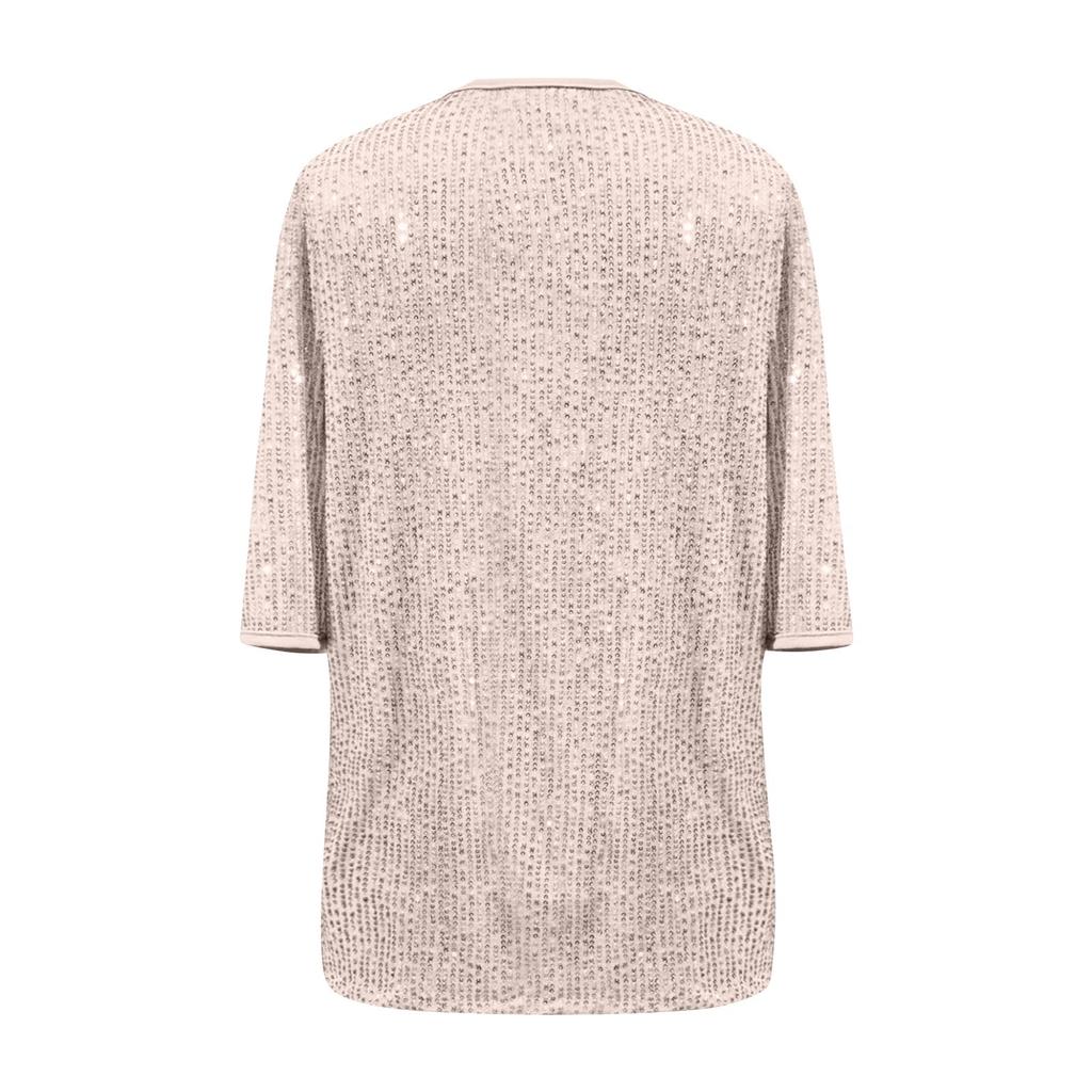Plus Size Sequins Tops For Women Loose V Neck Short Sleeve Tunic Shirts Dressy Business Casual Party Blouse