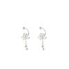 2024 New Fashion Zinc Alloy Color Lotus Flower Pendant Earrings For Women Minimalist Metal Bow Heart Dange Earrings Zircon Gift