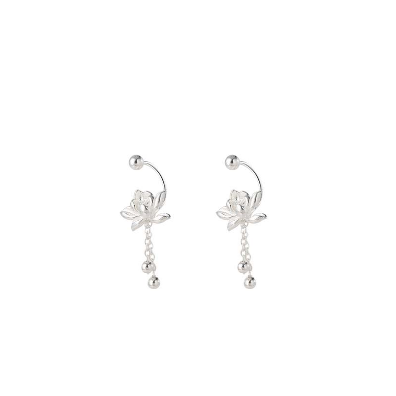 2024 New Fashion Zinc Alloy Color Lotus Flower Pendant Earrings For Women Minimalist Metal Bow Heart Dange Earrings Zircon Gift