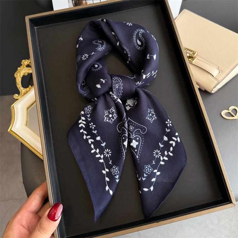 Cashew Print Female Neck Scarf Cotton Linen Feeling Women Square Hair Scarves Foulard Head Band Shawls Wraps Neckerchief Bandana