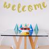 Welcome Gold Glitter Hanging Sign Banner- First Day of School, Classroom, Wedding, House, Home Decor (Gold)