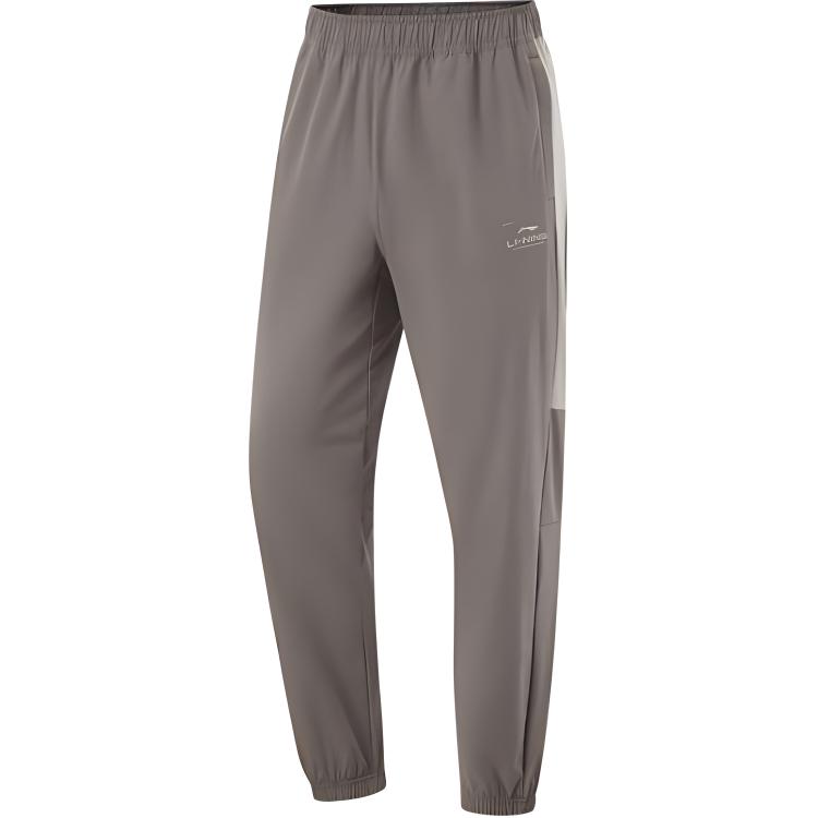

Мужские спортивные брюки Li Ning Fitness Series в стиле минимализма с цветными блоками, зауженные трикотажные брюки, цвет дерева-серо-коричневый AYKU105-2 L