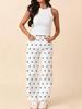 Women's White Heart Denim Pants - High Stretch, Slim Fit, Wide Leg