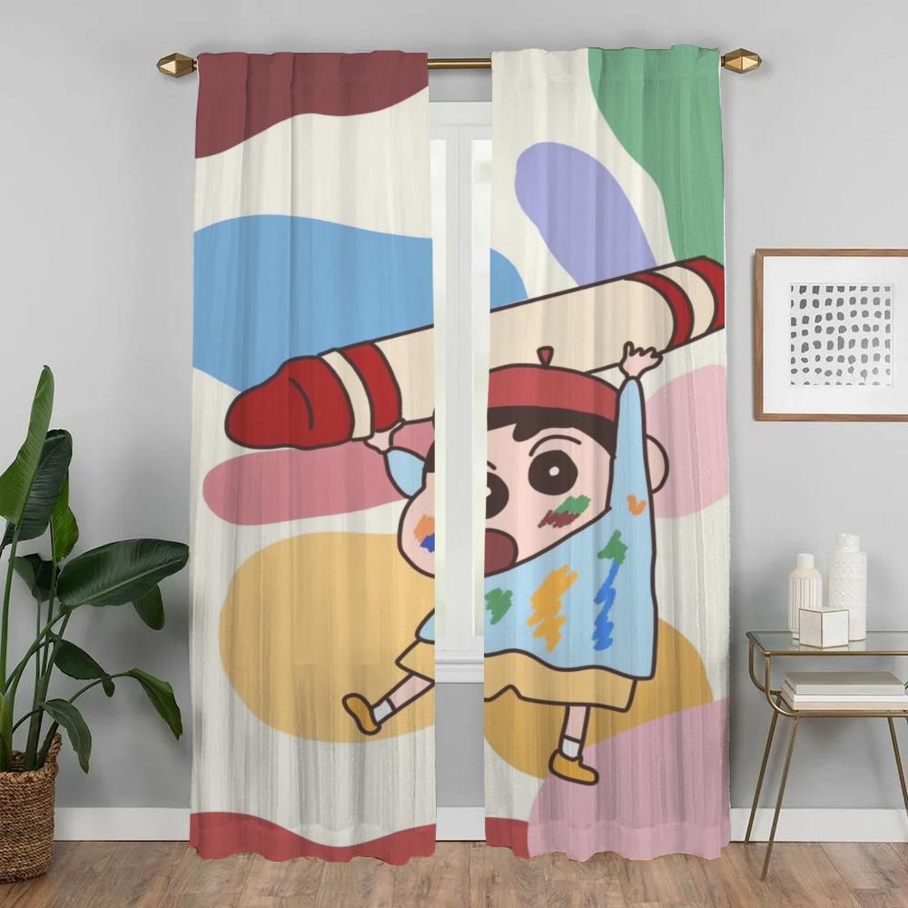 CrayonS ShinS ChanS Blackout Curtains for Living Room Curtain Shades Tulle for Bedroom Home Interior Curtains 2 Pieces Partition