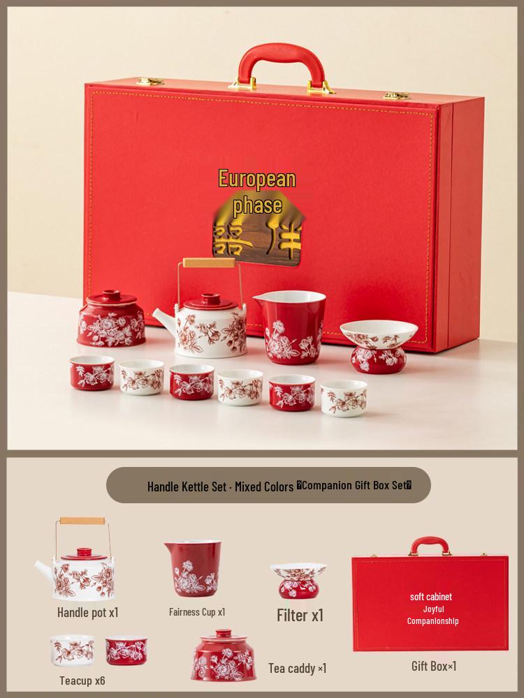 Wedding Tea Set: Bride's Dowry Tray & Teapot Gift for Engagement Celebrations