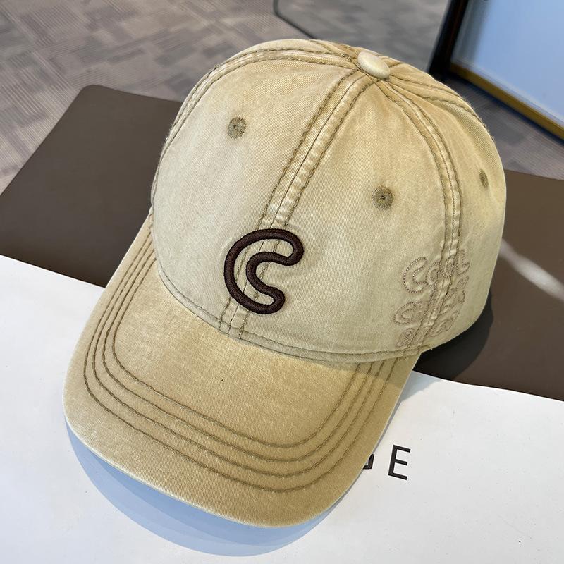 Style C Letter Print Embroidery Baseball Cap Washed Denim Snapback Hat Adjustable Peaked Hats For Women Men Sunscreen Cap Latest Korean Style