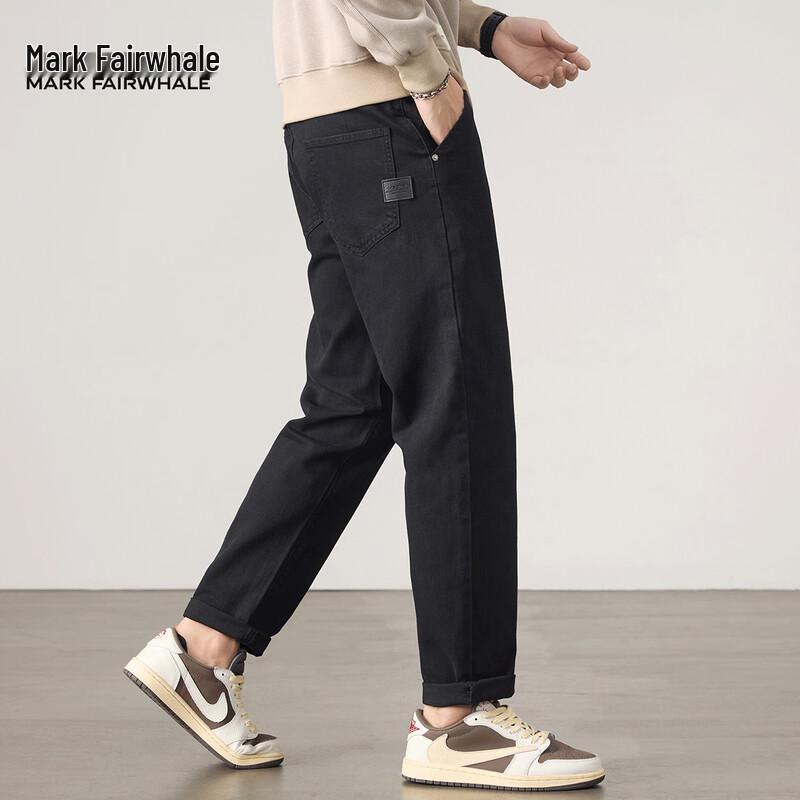 

Mark Fairwhale Men s Black Loose Straight Cropped Jeans 28