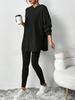 2025 Autumn and Winter Women's Pit Loose Hooded Long Sleeve Casual Pants Threaded Suit