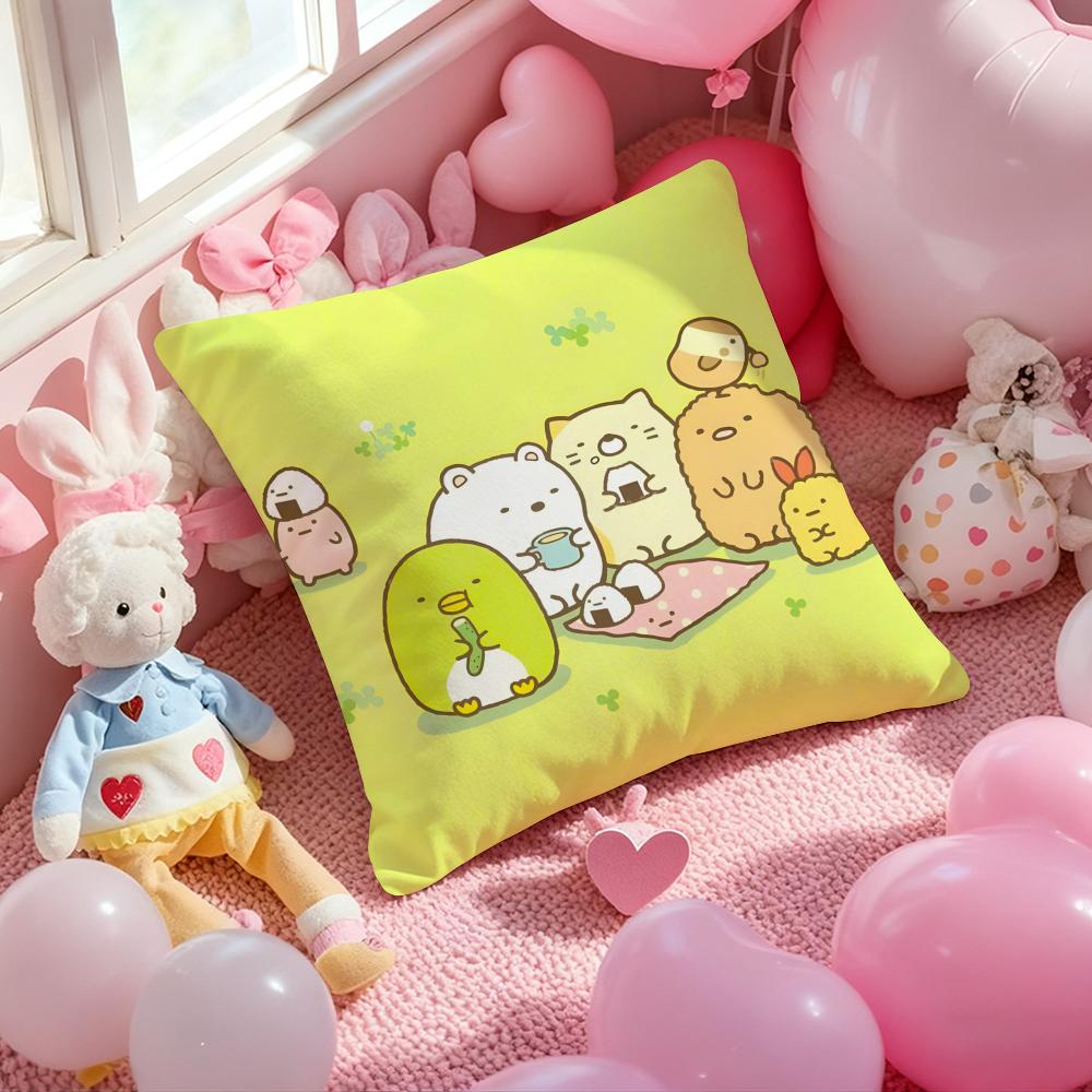 S-Sumikko Gurashi Exquisite Pillow Case Soft Plush Fabric Double-Sided Printed Cushion Cover Warm Winter Sofa Pillow Case