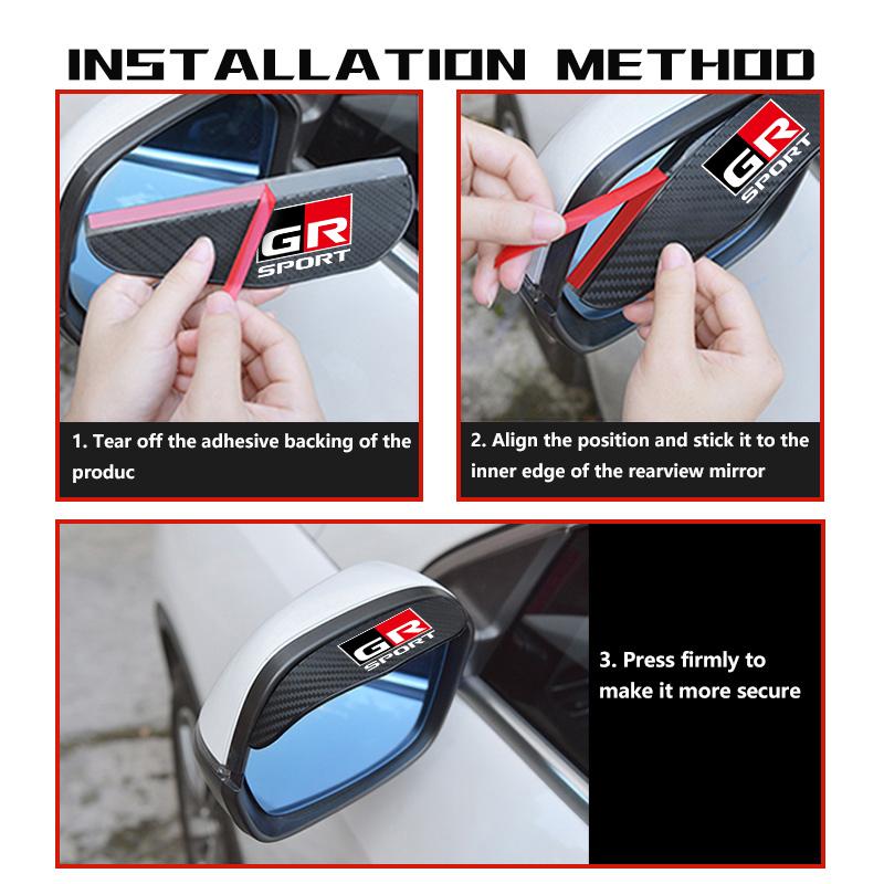 2PCS Car Rearview Mirror Rain Eyebrow Sticker Auto Accessories For Toyota GRsport Yaris Corolla Rav4 CHR Auris Cruiser