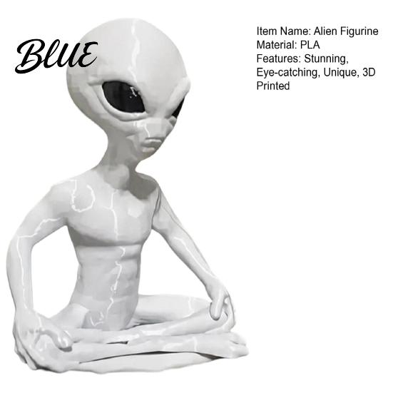 Alien Figurine 3D Printed Model Funny Yoga Zen Statue for Creative Desktop Ornament Room Meditation Space Living Office Decor Gift Sci-Fi