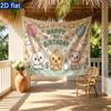 Pastel Bunny Duck Kitten Banner Backdrop, Cute Polyester Wall Decor for Kids Birthday