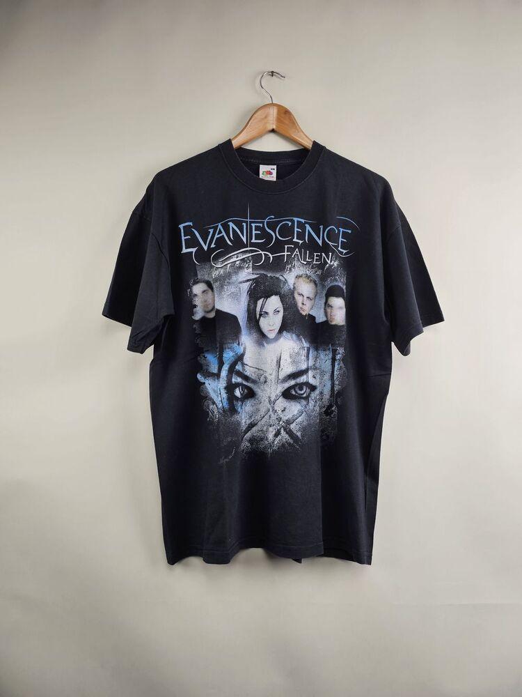 Футболка Evanescence 2003, Ретро Классический Стиль Черная Унисекс Футболка Репринт Унисекс Футболка S