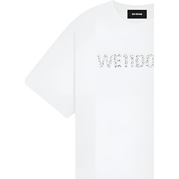 We11done Summer Rhinestone Logo Short Sleeve T-Shirt Unisex Tops White WD-TT1-26-754-U-WH