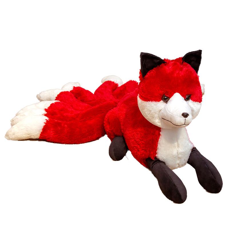 1pc Lifelike Nine Tails Fox Plush Toys Stuffed Animal Nine-Tailed Fox Kitsune Dolls Creative Gifts for Girls White Red Fox Toys