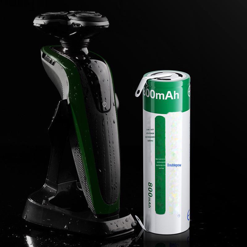 Bateria de lítio recarregável de cabeça chata dupla 14500 3,7 V com pés de solda, bateria para aparelho de barbear de 800 mAh
