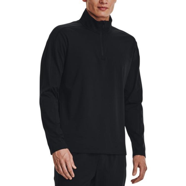 Under Armour Solid 1/4 Zip Training Slim Fit Long Sleeve T-Shirt Men Tops Black 1379673-001