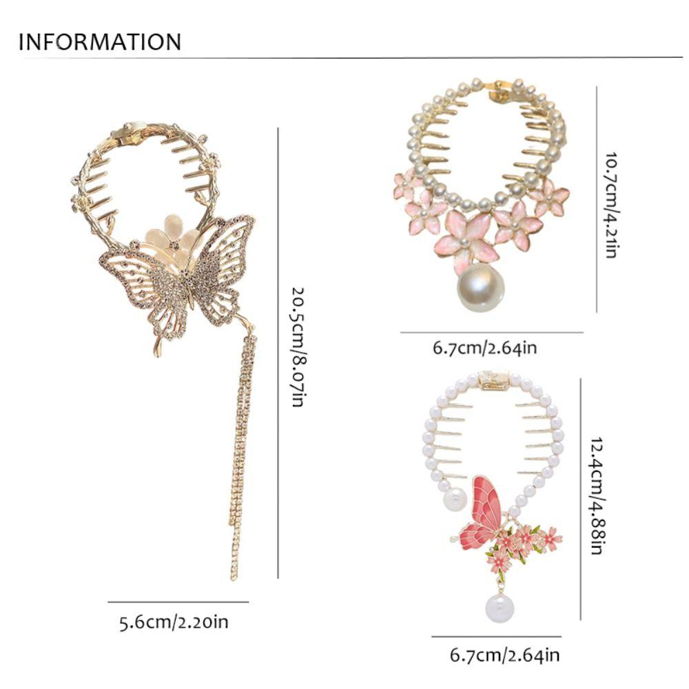 Flower Women Hair Claw Hair Bun Fixed Clip Korean Style Ponytail Buckle Butterfly Pearl Hair Clip