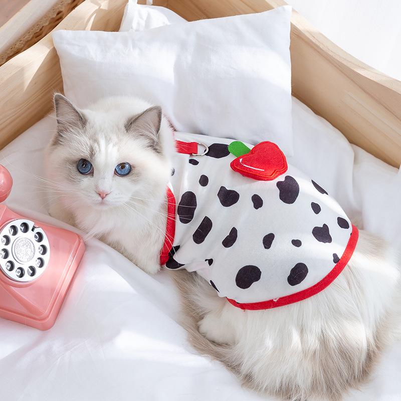 New Cat Clothes Spring and Summer Three-dimensional Fruit Thin Breathable Small Suspender Cat Bipeg Dog Pet Clothing