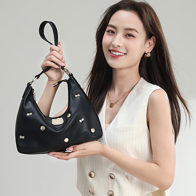 New Sanrio PU Shoulder Bag Large Size Women's Khaki HHF24997