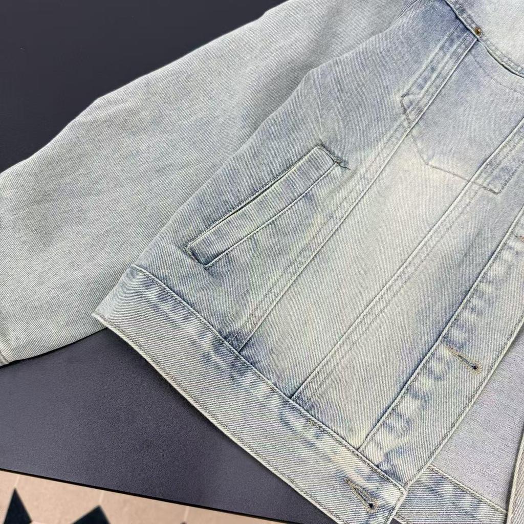 Veste en jean rétro bicolore coréenne Max Daex, Haut polyvalent style automne pour le travail