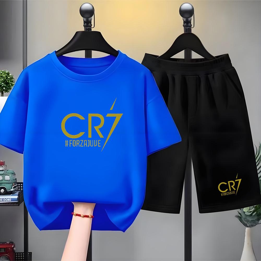 Summer Children T-shirt Tops+Shorts Breathable Boy Girl Casual Fashion Short Sleeve Kid Football Idol Clothes Sport Tee