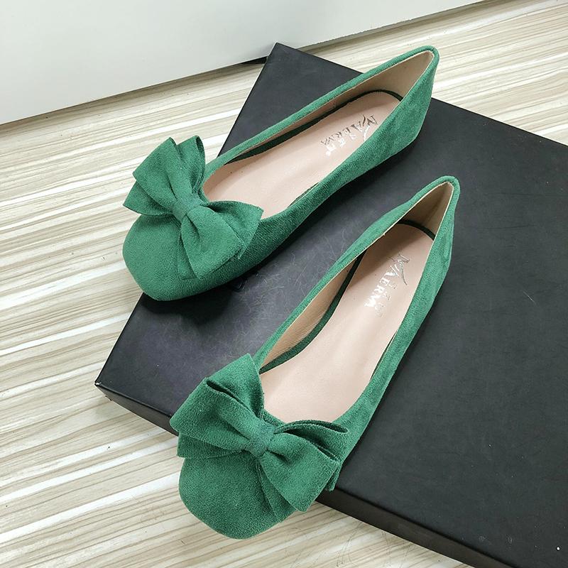 Ballerine da donna Scarpe da barca Azzurro Testa rotonda Fiocco Taglia 33-43 Scarpe basse per donna Pelle di velluto Alta qualità Scarpe estive