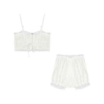 Cotton Pajamas Women's Suspenders Sexy Navel-baring Shorts Two-piece Set
