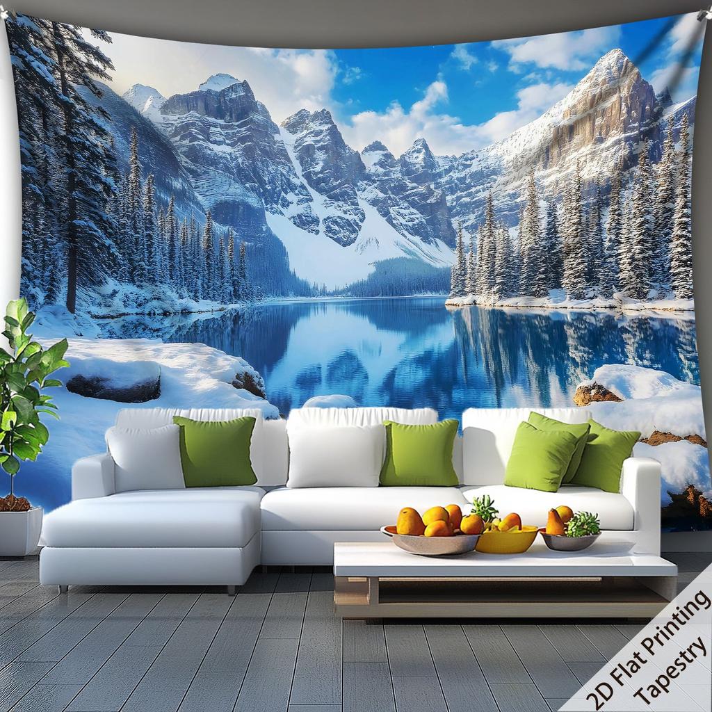 Blue Lake Forest Digital printing polyester wall tapestry suitable for use in living rooms bedrooms offices bars and party