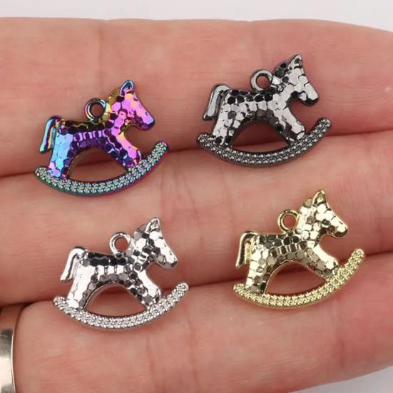 5Pcs Zinc Alloy Horse Charm Metal Electroplating Horse Charm Decoration Accessories DIY Keychain Jewelry Earring Bracelet Necklace Pendant