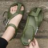 Herren 2024 Sandalen Weiche und bequeme rutschfeste Herrenschuhe gewebte Strandsandalen Sommer lässig zum Gehen leichte flache Schuhe
