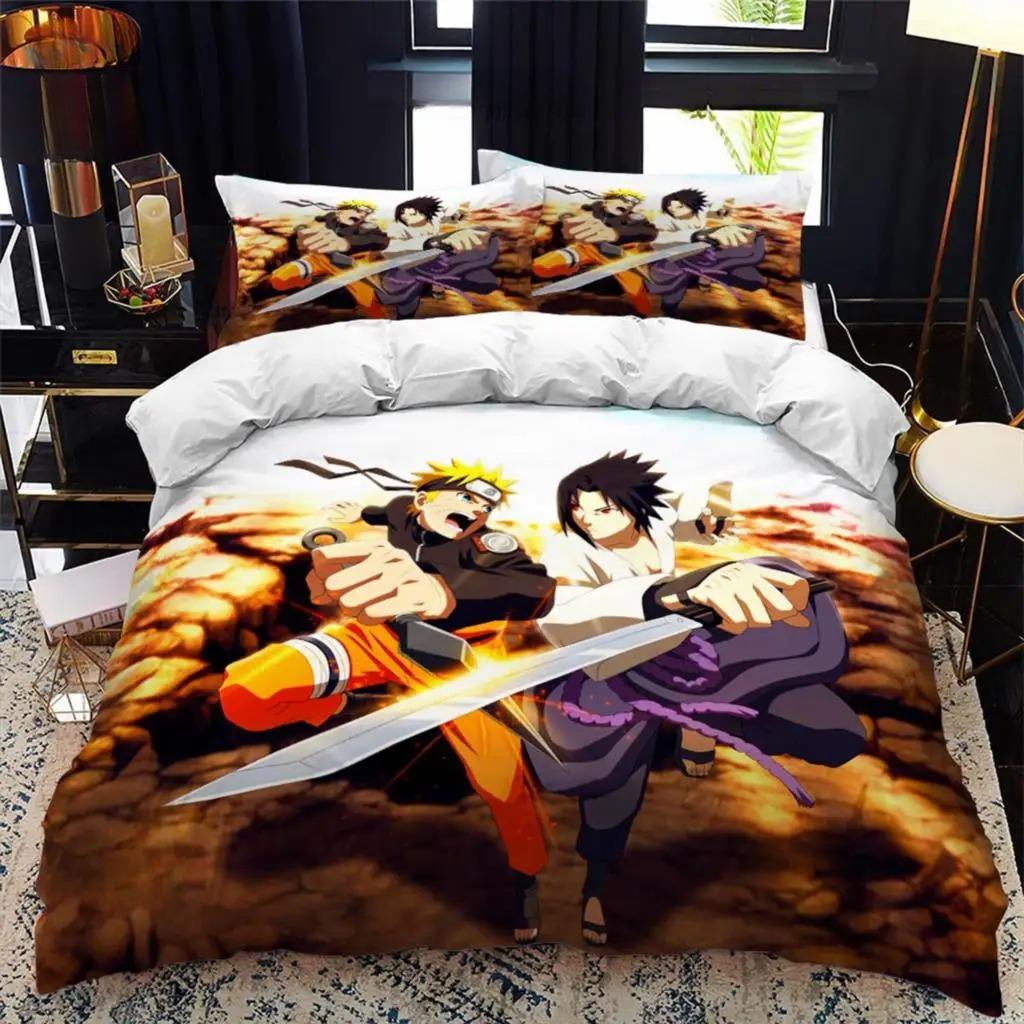 Naruto Duvet Cover Pillowcase Anime Bedding Set for Teen Girls Fashion Double Queen Size Bed Bedroom Decoration Gifts