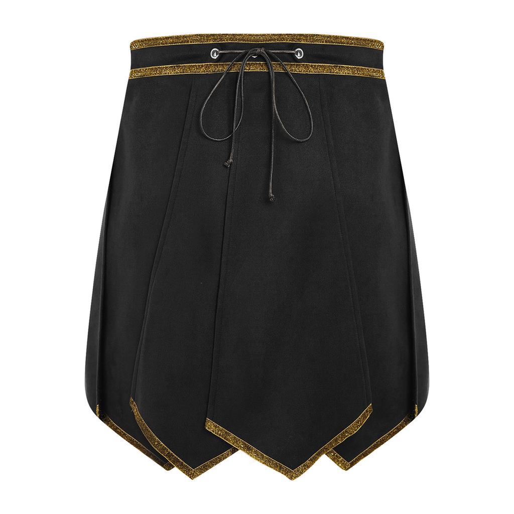 Herren Römischer Gladiator Rock Halloween Cosplay Glänzender Besatz Schlitzsaum Verstellbare Taille Wildlederimitat Rüstung Griechischer Krieger