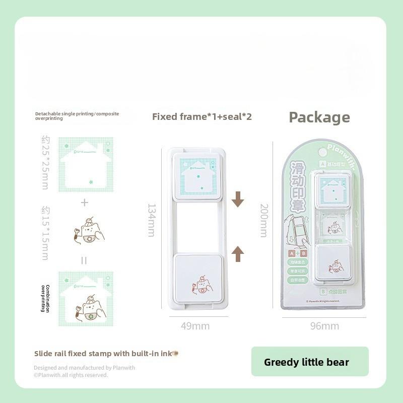 Sliding Stamp Japanese Cute Hand Account Stamp with Sliding Detachable Decorative Annotation Diagram