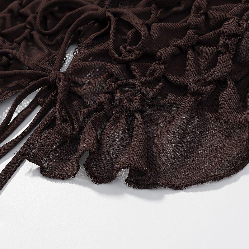 Kaslead New Women Clothes Western Style Fashion Simple and Versatile Bowknot Decoration Pleat Top