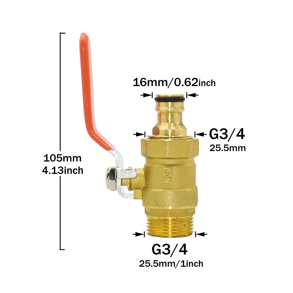 

Brass 16mm Nipple Quick Connector Valve 3/4inch Thread Copper Water Pipe Connector Repair Metal Water Pipe Fittings
