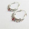 Vintage Silver Color Water Droplet Inlaid Red Zircon Earrings Exquisite Metal Carving Spiral Hoop Earrings for Women Accessories
