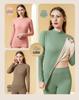 Women's Fleece-Lined Thermal Underwear Set - Semi-High Neck, Thick Base Layer for Autumn & Winter
