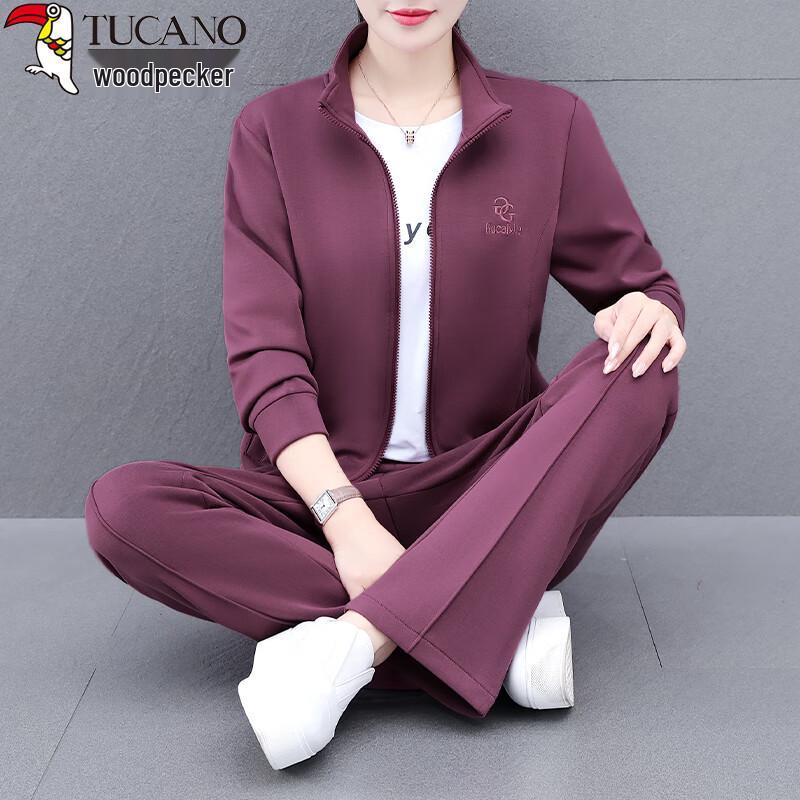 Женский осенний спортивный костюм Woodpecker, комплект из двух предметов 4XL