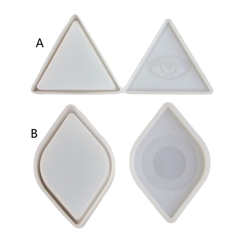 Box Resin Molds Silicone Jewelry Holder Molds Set for Triangle Shape Mold Blue Eye Trinket Holder for Case Epoxy Mold Wi