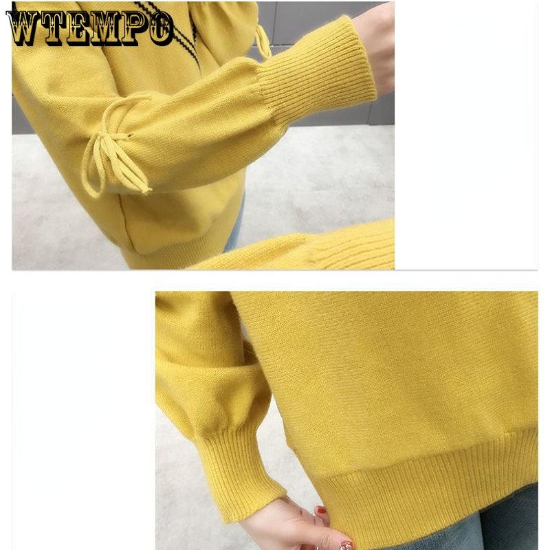 Spring and Autumn Women's Sweater Loose Outwear Round Neck Undercoat Short Bowknot Loose Sweater