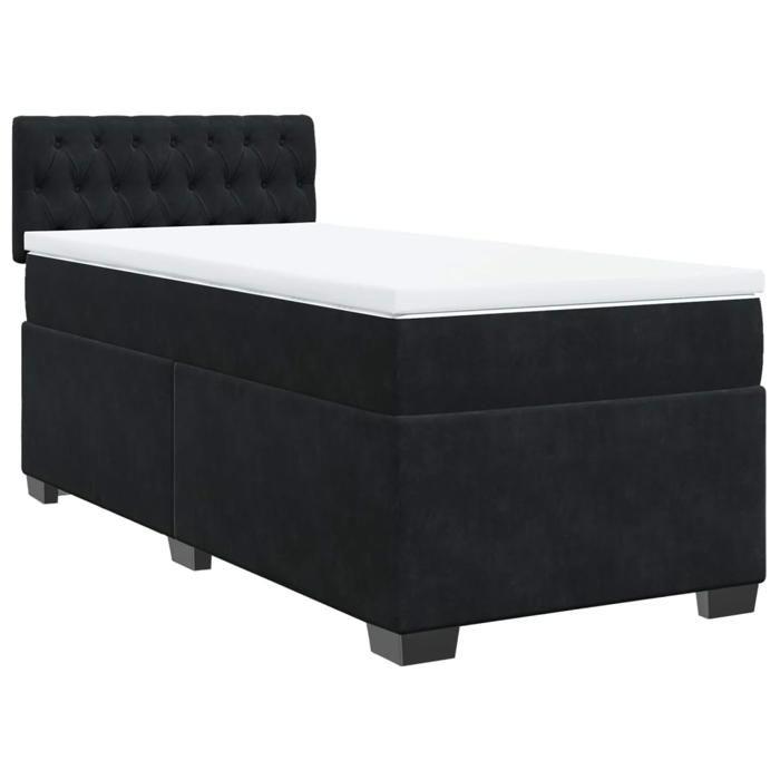 Maison Exclusive - Sommier à lattes de lit avec matelas Noir 90x200 cm Velours