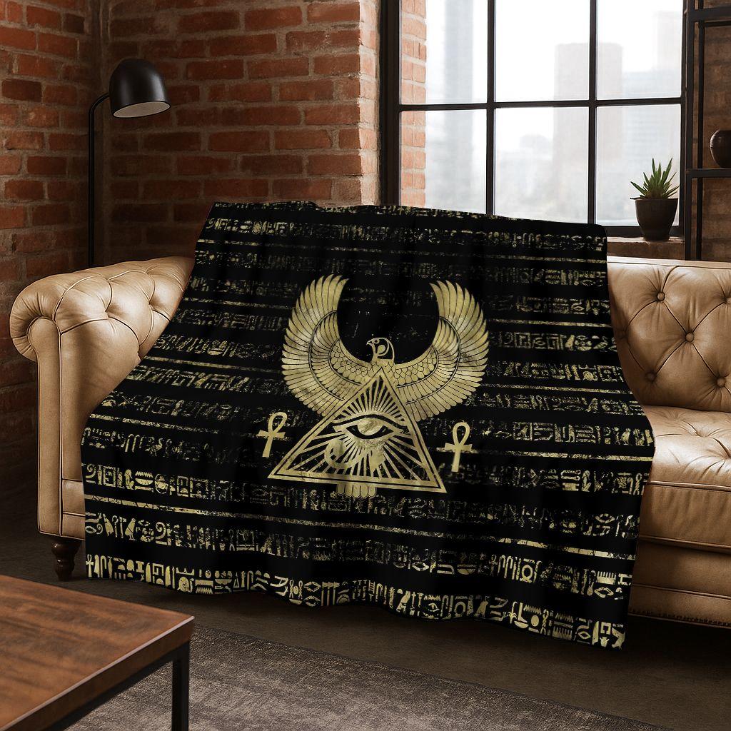 Ancient Egyptian Hieroglyphic Symbols Carved Murals Flannel Blanket,Cozy Soft Throw Blanket for Home Bedroom Bed Sofa Cover Gift