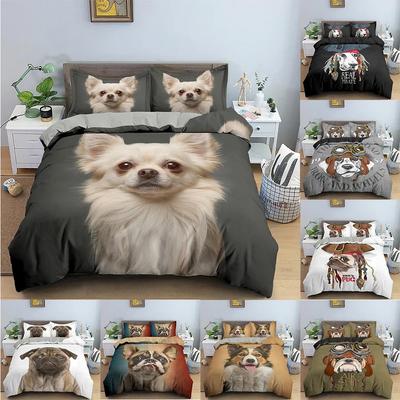 Niedliches Hunde-Bettwäsche-Set Tiermuster Bettbezug Schlafzimmer Bedrucktes Bettdecken-Set mit Kissenbezug Queen Einzel Doppelgröße
