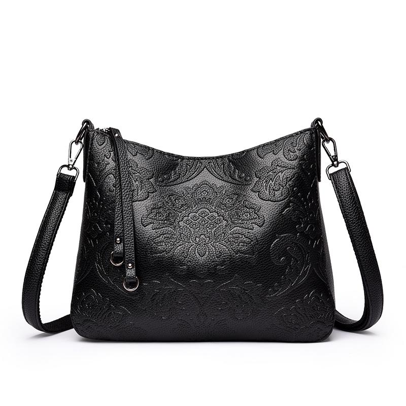 Genuine Retro Luxury Leather Crossbody Bag Women Shoulder Messenger Bags Printing Trendy Handbag Large Capacity Purse Sac A Main