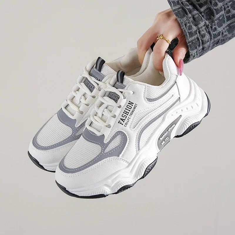 Fashion New Fashion Women's Sports Shoes Walking Mesh Flat Shoes Sneakers Women Gym Casual Shoes Comfortable White Female Footwear