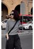 Women's High Waist 100% Wool Round Neck Sweater - Soft, Short, and Versatile Thin Base Layer for Early Autumn.