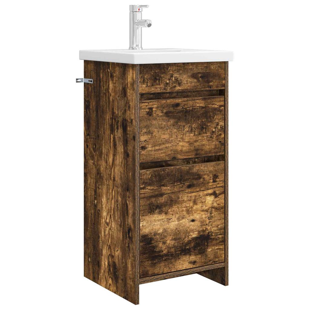 Bathroom Cabinet with Washbasin Smoked Oak