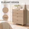 Bedroom Chest of Drawers Fluted Dresser Gold-Tone Handles Natural